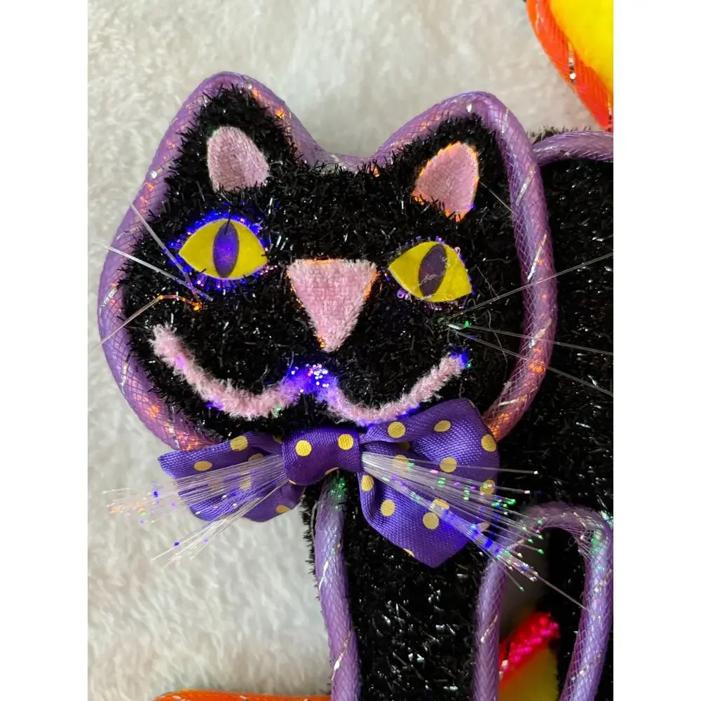Avon Halloween Glowing Fiber Optic‎ Color Changing Cat on Moon Vintage 2004